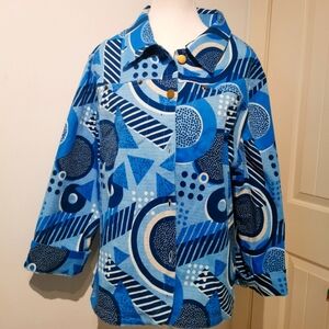 NWT Pink Pineapple 1X Multicolor Blue Button Up Cotton Jacket